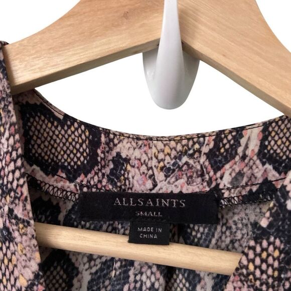 All Saints Tate Misra Asymmetric Hem Dress Elegant Snake Print Maxi Dress in S - Picture 13 of 13